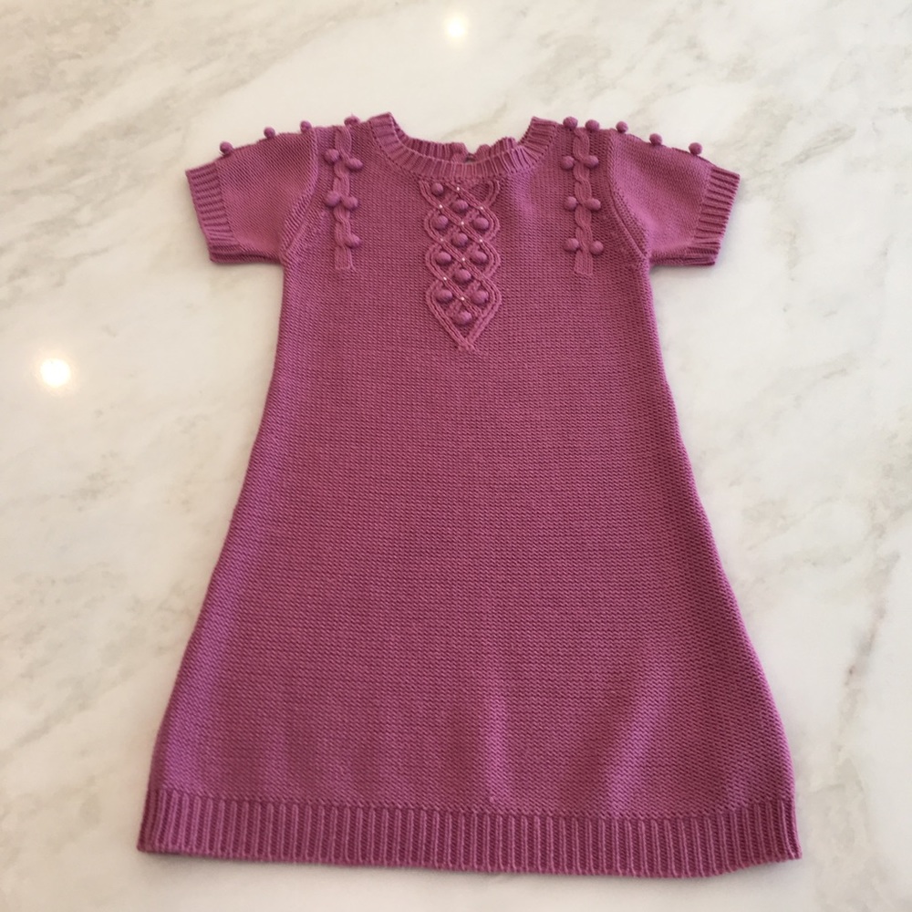 Floriane Girls Magenta S/S Knit Dress-Size 5